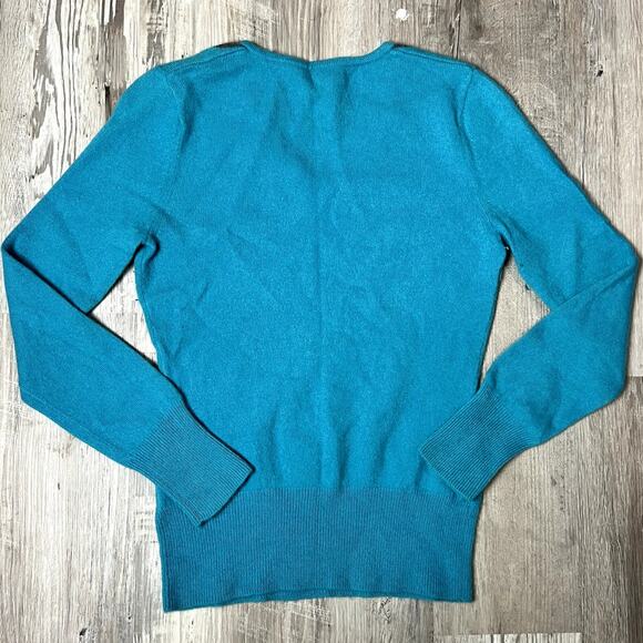 Apt 9 100% Cashmere Blue Argyle Sweater Women’s Medium Soft Luxe Knit - Picture 3 of 9